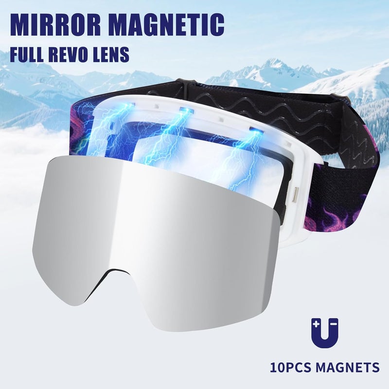 MXJ Gear Kids Ski Goggles,OTG Snowboard Goggles for Boys Girls,Anti-Fog UV400 Snow Goggles for Sking & Winter Outdoor Sport - Image 4